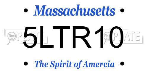 5LTR10 Massachusetts License Plate