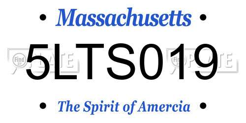5LTS019 Massachusetts License Plate