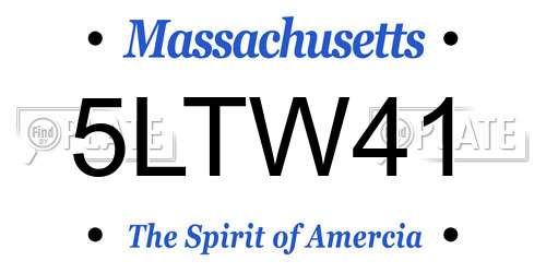 5LTW41 Massachusetts License Plate