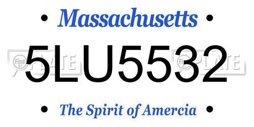 5LU5532 Massachusetts License Plate