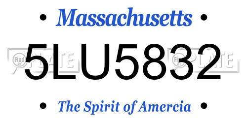5LU5832 Massachusetts License Plate