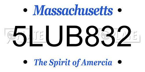 5LUB832 Massachusetts License Plate