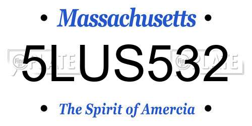 5LUS532 Massachusetts License Plate