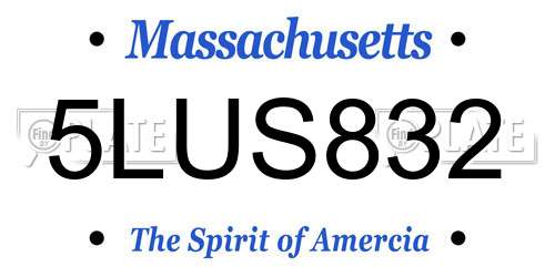 5LUS832 Massachusetts License Plate