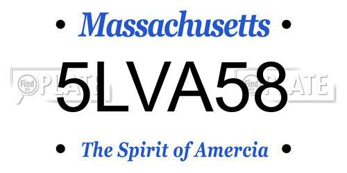 5LVA58 Massachusetts License Plate
