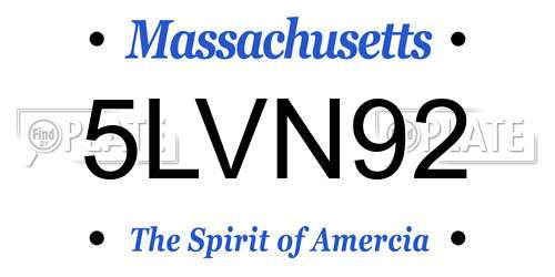 5LVN92 Massachusetts License Plate
