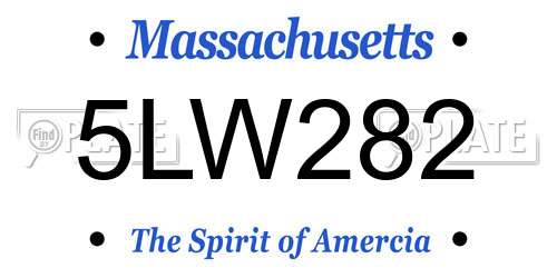 5LW282 Massachusetts License Plate