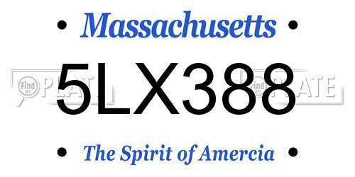 5LX388 Massachusetts License Plate