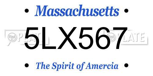 5LX567 Massachusetts License Plate