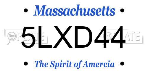 5LXD44 Massachusetts License Plate