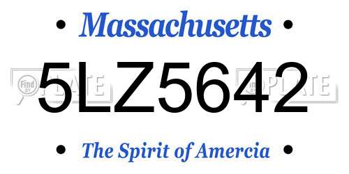 5LZ5642 Massachusetts License Plate
