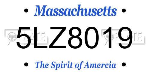 5LZ8019 Massachusetts License Plate