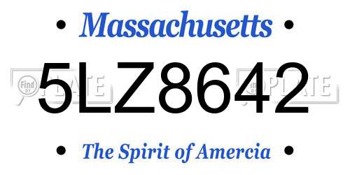 5LZ8642 Massachusetts License Plate