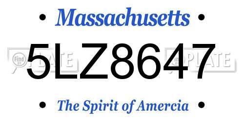 5LZ8647 Massachusetts License Plate