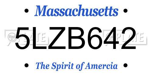 5LZB642 Massachusetts License Plate