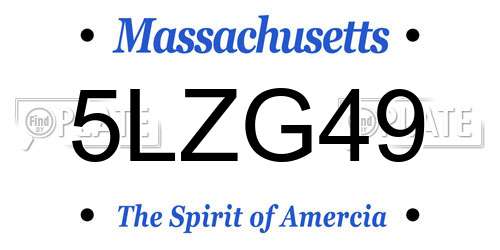 5LZG49 Massachusetts License Plate