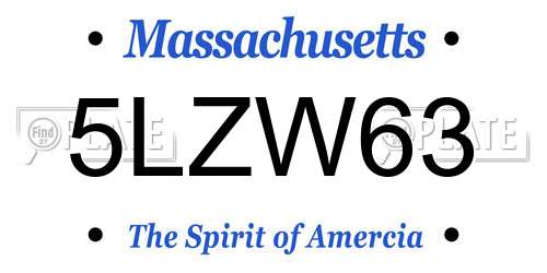 5LZW63 Massachusetts License Plate