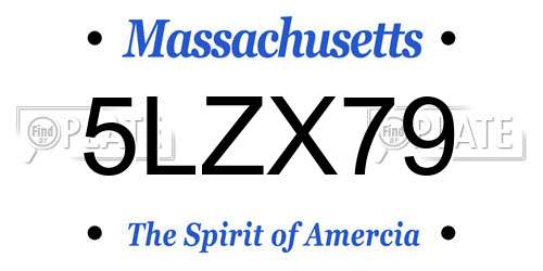 5LZX79 Massachusetts License Plate