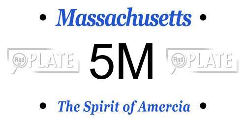 5M Massachusetts License Plate