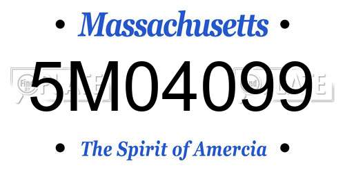 5M04099 Massachusetts License Plate