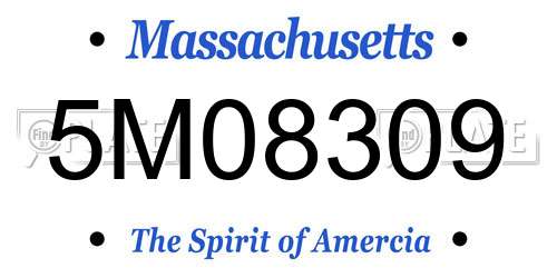 5M08309 Massachusetts License Plate