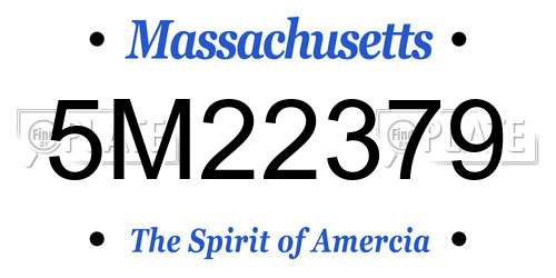 5M22379 Massachusetts License Plate
