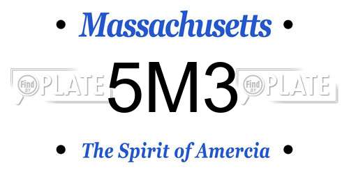 5M3 Massachusetts License Plate