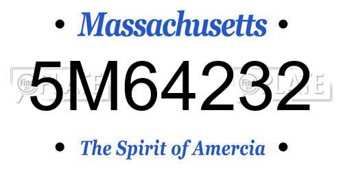 5M64232 Massachusetts License Plate