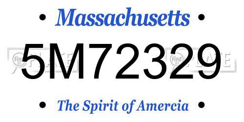 5M72329 Massachusetts License Plate