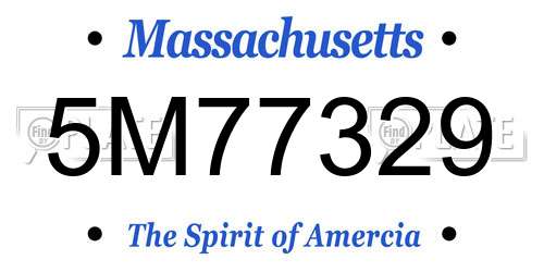 5M77329 Massachusetts License Plate
