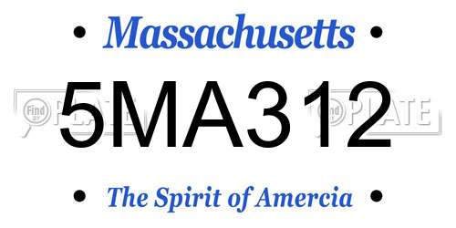 5MA312 Massachusetts License Plate