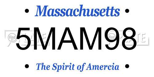 5MAM98 Massachusetts License Plate
