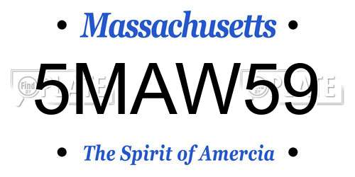 5MAW59 Massachusetts License Plate