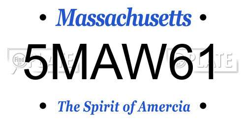 5MAW61 Massachusetts License Plate