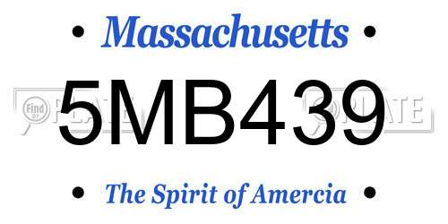 5MB439 Massachusetts License Plate