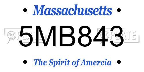 5MB843 Massachusetts License Plate