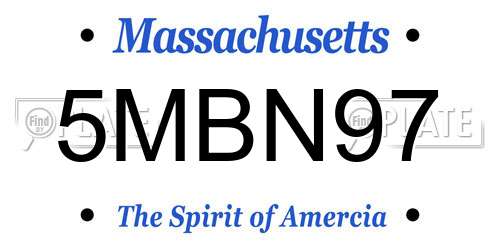 5MBN97 Massachusetts License Plate