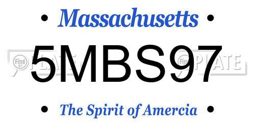 5MBS97 Massachusetts License Plate
