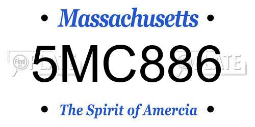 5MC886 Massachusetts License Plate