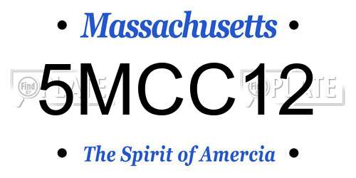5MCC12 Massachusetts License Plate