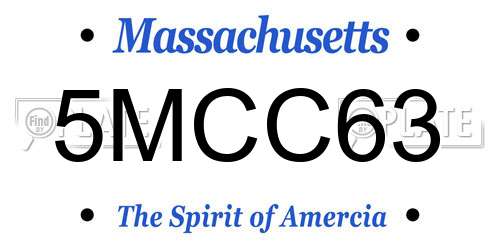 5MCC63 Massachusetts License Plate