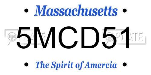 5MCD51 Massachusetts License Plate
