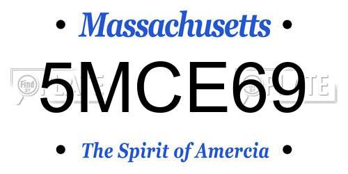 5MCE69 Massachusetts License Plate