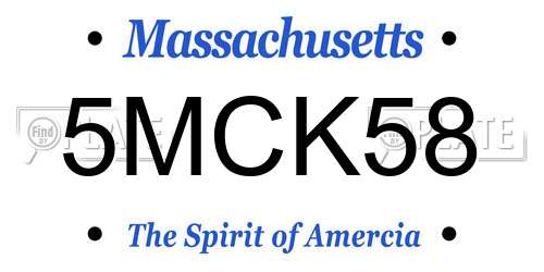 5MCK58 Massachusetts License Plate