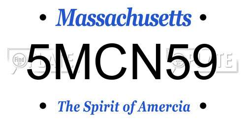 5MCN59 Massachusetts License Plate