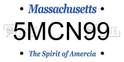 5MCN99 Massachusetts License Plate