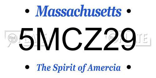 5MCZ29 Massachusetts License Plate