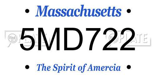 5MD722 Massachusetts License Plate