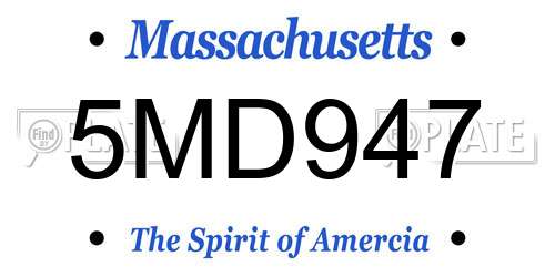 5MD947 Massachusetts License Plate