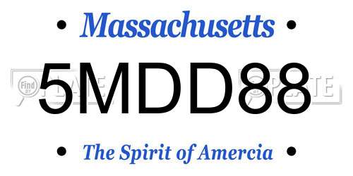 5MDD88 Massachusetts License Plate